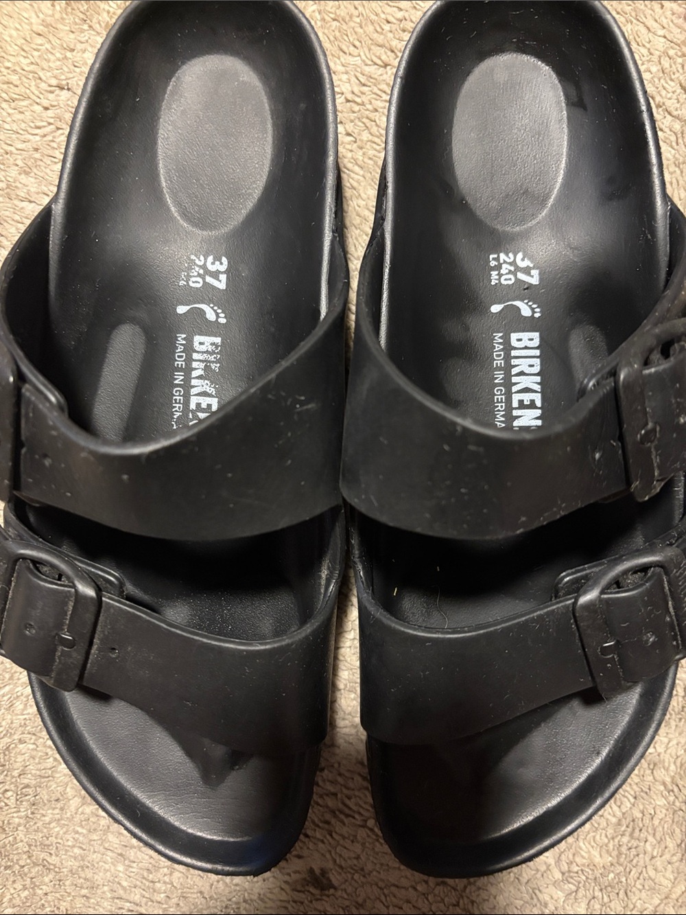 Birkenstock Black Two-Strap EVA Sandals size 7/8
